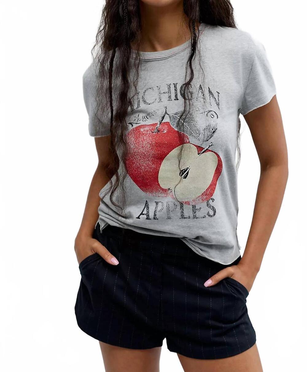 NEW FREE PEOPLE nova graphic short sleeve tee in apple combo